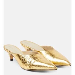 KHAITE River Leather Mule- 39.5 Us 9.5 Gold Metallic